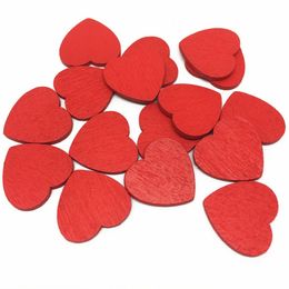 100pcs 16 Colours 18mm Wood Coloured Hearts Slices Confetti Crafts For Wedding Party Ornaments Table Scatter Decorations White Red C0125