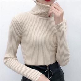 Autumn Winter Women Sweater Knitted Turtleneck Sweater Casual Soft Jumper Fashion On Sale Femme Elasticity Pullovers 201222