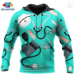 SONSPEE Cosplay Nurse Doctor 3D Print Long Sleeve Men's Hoodie Casual Funny Anime Men Medical Jacket Coat Tops Sweatshirt 201020