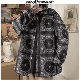 Privathinker Black Printed Shirt Jackets For Men Japanese Streetwear Man Casual Coats Spring Long Sleeve Male 5XL 201104