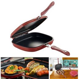 Frying Pan-Non Stick Cast Double Side Foldable Flipping Griddle Steak Cookware Pancake Frittata Pan Cooking tools For Kitchen 201223