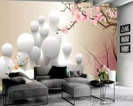 3d Wallpaper Living Room Beautiful White Floating Ball Flowers 3d Wallpaper Romantic Landscape Decorative Silk 3d Mural Wallpaper