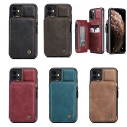 CaseMe Leather Cases With Pack Wallet For Iphone 15 Plus 14 13 12 11 Pro MAX X XS XR 8 7 Samsung S22 Ultra FE Zipper Cash Pocket ID Card Slot Magnetic Holder Flip Cover Pouch