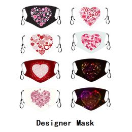 Designer Masks valentines day gifts Cotton Printed Dustproof Adjustable Fashion Party Red Love Mouth Mask