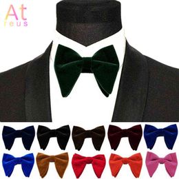 Father's Day Gift Planted Velvet Bowtie Women Men Groom Wedding Funeral Bow Tie Solid Horn Bow Ties knot Formal Wear Accessories Y1229