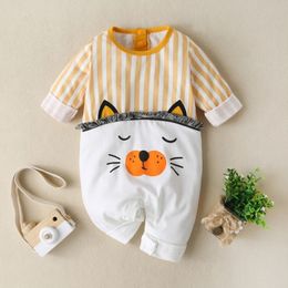 Spring Autumn Baby Girls Boys Long Sleeve Rompers Jumpsuit Kids Cartoon Pattern Outfits 12 201028