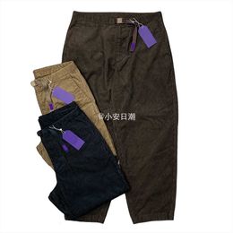 Men's Pants Autumn and winter Purple Label 21aw wide waistband lamp core flannel pants tapered long loose Edison Chen