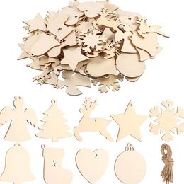 Wooden Tags Christmas Balls Snowflake Xmas Tree Socks Snowman Shape Xmas Decorations Art Craft Ornaments DHL free ship LX3536