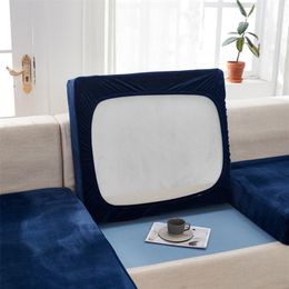 Velvet Elastic Sofa Covers Sets for Living Room Plush Furniture Corner Slipcovers Elasticated Cushion Couch Cover 1/2/3/4 Seater LJ201216