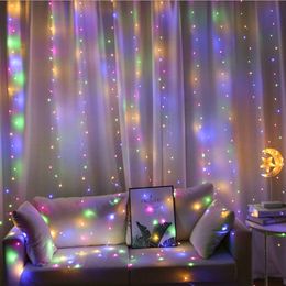 3MX3M LED Curtain Garland on The Window USB String Lights Fairy Festoon with Remote Control New Year Valentine's Days Decorations for Home