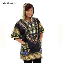 Mr Hunkle New Design Dashiki Hoodies Loose African Print Dashiki Fabric Hood 100% Cotton Fashion Robe Clothing Unisex Kimono 201020