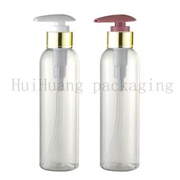 120ml 150ml clear screw gold pump plastic bottle for personal care packaging dispenser empty shampoo lotion PET soap