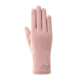 Luxury-Elegant Snowflake Embroidery Sport Cycling Mittens Women Winter Keep Warm Soft Breathable Touch Screen Driving Gloves I14