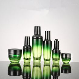 Packing Bottles Green Glass Bottle Empty Cosmetic Container Essence Dropper Spray Cream Skin Care Bottling 15g 50g 30/50/100ml1