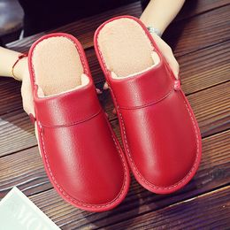 Women's indoor slippers winter leather slippers woman soft female slippers for home design family shoes size 35-46 in house Y201026