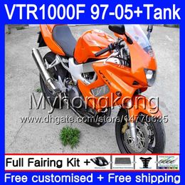 Body +Tank For HONDA SuperHawk VTR1000F 97 98 02 03 04 05 56HM.102 VTR1000 F VTR 1000 F 1000F 1997 2002 2003 2004 Dark orange 2005 Fairing