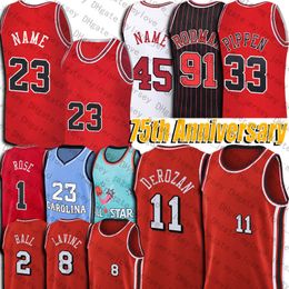 11 8 DeMar DeRozan Zach LaVine Basketball Jersey 23 33 91 Michael Scottie Pippen Dennis Rodman Jerseys Lonzo Ball Derrick Rose 2023 Season Throwback