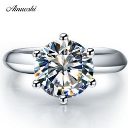 New Classic 1 Carat Synthetic Sona Solitaire Ring Women Wedding Bands 925 Sterling Silver Jewelry Engagement Promise Lovers Ring Y200106