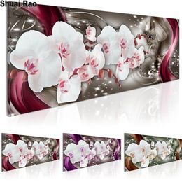 Large size 5d DIY Diamond Painting Full Square or Round Cross Stitch"white Orchid Blossom Flower"Mosaic diamond Embroidery sale, 201112