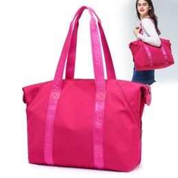 Women Travel Fitness Handbag Large Fashion Shoulder Bag Shopping Tote Foldable Reusable Parachute Female Duffle Bags XA681WB Q0705