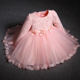 Girl princess dress 1 year baby baptism banquet clothes girls spring and autumn long sleeve lace dress new year party kids dress LJ200921