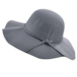 Stingy Brim Hats Women Sun Protection Foldable Autumn Travel Vacation Ribbon Band Floppy Wide Hat Beach Accessories Casual Elegant Bowknot1
