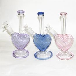 9 Inch Smoke beautiful love Hookah Water Pipes heart shaped glass bongs oil rig thickness for smoking bong with 14mm male bowl ang downstem
