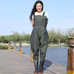 Waterproof Fishing Thickening Half-body PVC Waders Pants Non-slip Boots Women Beach Camping Hunting Wading Jumpsuit A9251