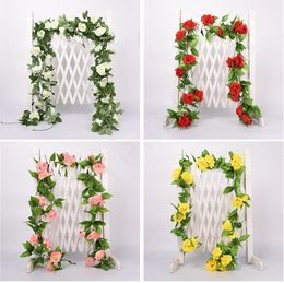 2.2m Artificial Flower Vine Fake Silk Rose Ivy Flower for Wedding Decoration Artificial Vines Hanging Garland Home Decor LLS633