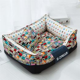 Dog Bed For Large Medium Small Dogs Detachable Washable Kennel Waterproof Bottom Soft Cat Sofa Pet Sleeping House Dog Supplies LJ200918