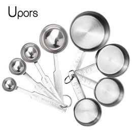 UPORS Measuring Cups Premium Stackable Kitchen Measuring Spoon Set Stainless Steel Measuring Cups and Spoons Set 201116