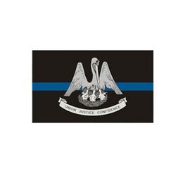 Louisiana Thin Blue Line Flag 3x5 FT Police Banner 90x150cm Festival Gift 100D Polyester Indoor Outdoor Printed Flags and Banners
