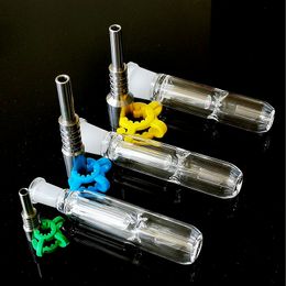 Hot Sale Mini Glass Nector Collector Kits Straw Plastic Keck Clips Smoking Pipes NC Ki Titanium Nail Pyrex Oil Burner Pipes