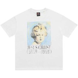 Men's T-Shirts Life Saint Michael Angel print short men's and women's T-shirt hip hop half sleeve