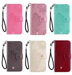 Fashion Owl Flower Leather Wallet Phone Cases For Samsung A33 A53 A22 5G Galaxy S22 Plus Ultra A13 4G Print Lace Animal Card Holder Flip Cover Night Bird Book Strap