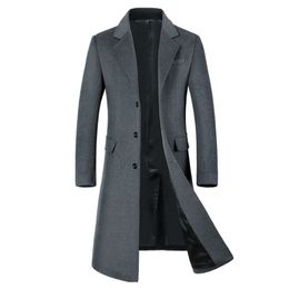 High Quality Men Long Wool Coat Thicken Mens Trench Coat Fashion Mens Woolen Overcoat Long Jacket Winter Smart Casual Overcoats LJ201106