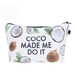 3D print coconut Women Cosmetic Bag Travel Makeup Bags Organizer Make Up Case Storage Pouch