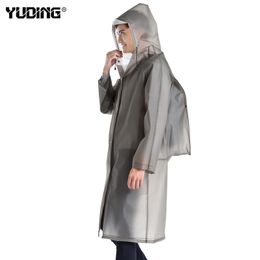 Yuding Raincoat Plastic Thick Rain Coats Women\man Rain Poncho Universal Waterproof Touring Hiking Hooded Schoolbag Raincoats Y200324