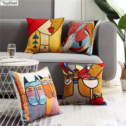 Topfinel Picasso Pillowcase Embroidery Cushions Covers Decorative Throw Pillows Covers for Sofa Car Abstract Pillowcase 45x45cm 201120