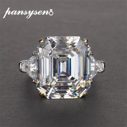 PANSYSEN Luxury lab diamond citrine Quartz Wedding Engagement Rings For Women Real 925 Sterling Silver Fine Jewelry Size 5-12 Y200321