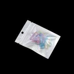 200PCS 7*10cm White / Clear Front Hear Sealable Zip Lock Bags Small Self Seal Zipper Top Plastic Packaging Bag with Hang Hole