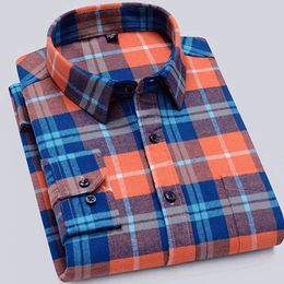 100% Cotton Flannel Men Plaid Long Sleeve Shirt's Men's Casual Long Sleeve Shirt Soft and Comfortable shirts for men 201026