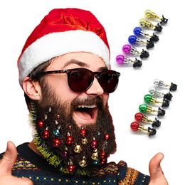 12PCS Christmas Bulb Beads Beard Ornament Colourful Christmas Clip Ball Ornament Xmas Beard Pendant XMAS Ball