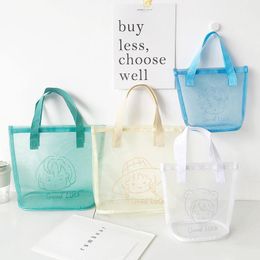 Storage Bags Colorful Transparent Gauze Handbag Cute Cartoon Shopping Swimming Bath Bag Outdoors Fitness Summer Beach Big Small Case