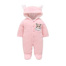 Girl Jumpsuit Fleece Romper Winter Warm Boy Clothes Newborn Rompers for Baby Overalls Outfit New 201028