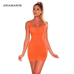 ANJAMANOR Sexy Sleeveless Playsuit Bodycon Short Rompers Womens Jumpsuit Summer Clothes for Women Ropa Mujer 2019 D36-I09 T200704