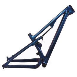 Full Carbon T800 suspension mountain bike frame FM038 fork travel 120mm 15.5"/17.5"/19"/21" available Chameleon paint