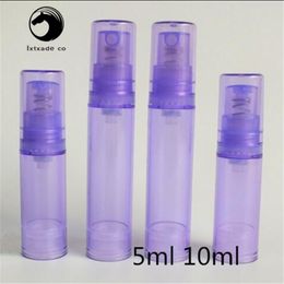 Free Shipping 5 ml 10 Purple plastic pump Empty Pack bottles Lotion shower gel Refillable sample Cosmetic Containers