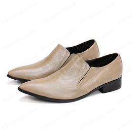 Fashion Simplicity Solid Genuine Leather Office Men Shoes Plus Size Pointed Toe Slip on Formal Party Dress Shoes