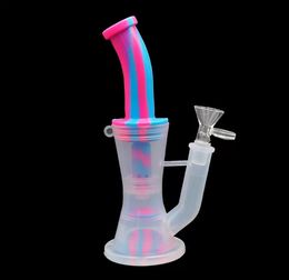 Silicone Dab Rigs Multi-Function Bongs Water Pipe Silicones Smoking Pipe Detachable with 14mm male quartz nail Dabber Tool Wax